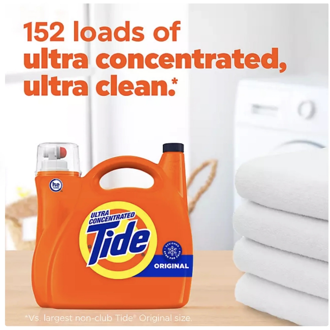 นำเข้า 🇺🇸 💦 สูตรเข้มข้นน้ำยาซักผ้า Tide Original Scent, Liquid Laundry Detergent ซักได้นานถึง 152 ครั้ง บอกลาคราบฝังแน่น ขนาด 170 Fl oz 💪ราคา 2590 บาท ยังไม่รวมค่าส่งนะคะ