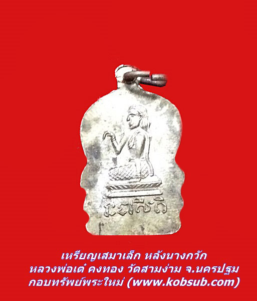 เหรียญเสมาเล็ก หลังนางกวัก เนื้อทองเหลือง หลวงพ่อเต๋ คงทอง วัดสามง่าม จ.นครปฐม