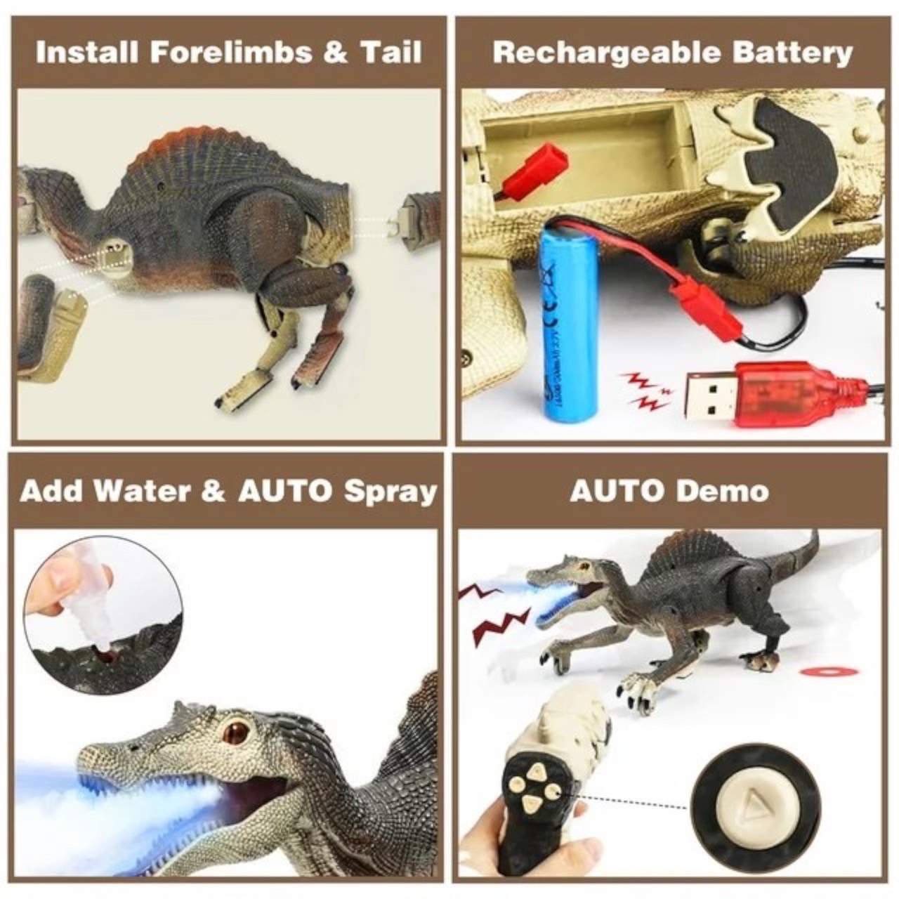 นำเข้า🇺🇸 แรปเตอร์จูราสสิคRichgv Upgraded Remote Light Control Dinosaur，Remote Control Dinosaur.