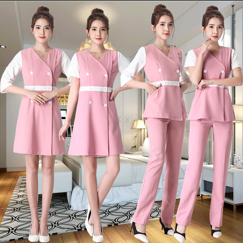 ชุดพนักงานนวดสปา ชุดพนักงานเสริมสวย ชุดทำงาน ชุดสูท สีภาพ S-3XL S6209002 ชุด