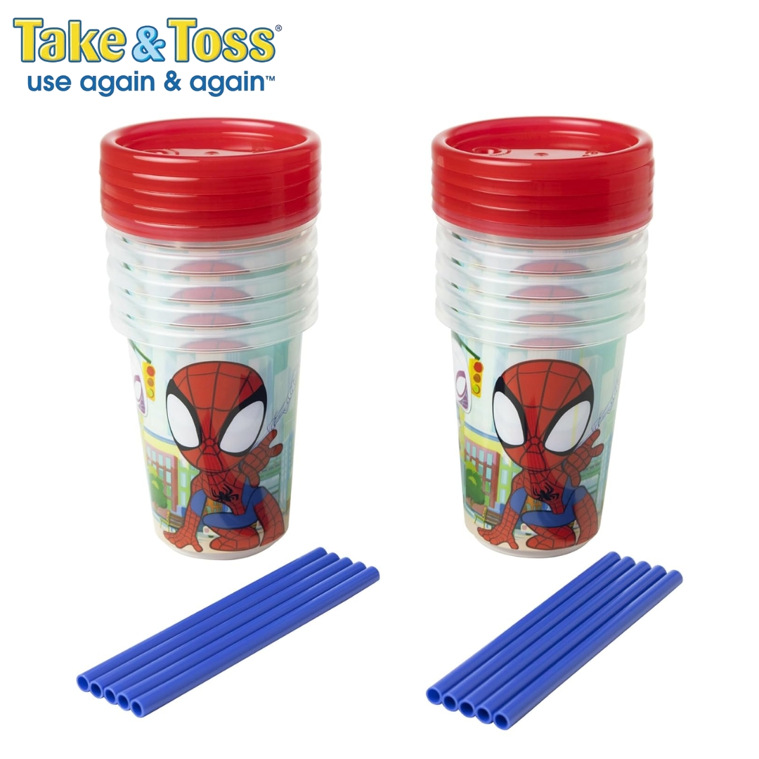 นำเข้า 🇺🇸 🕷️The First Years Spider-Man & Toss Toddler Straw Cups แก้วหัดดื่มสำหรับเด็กวัยเตาะแตะรุ่น The First Years 🕸️