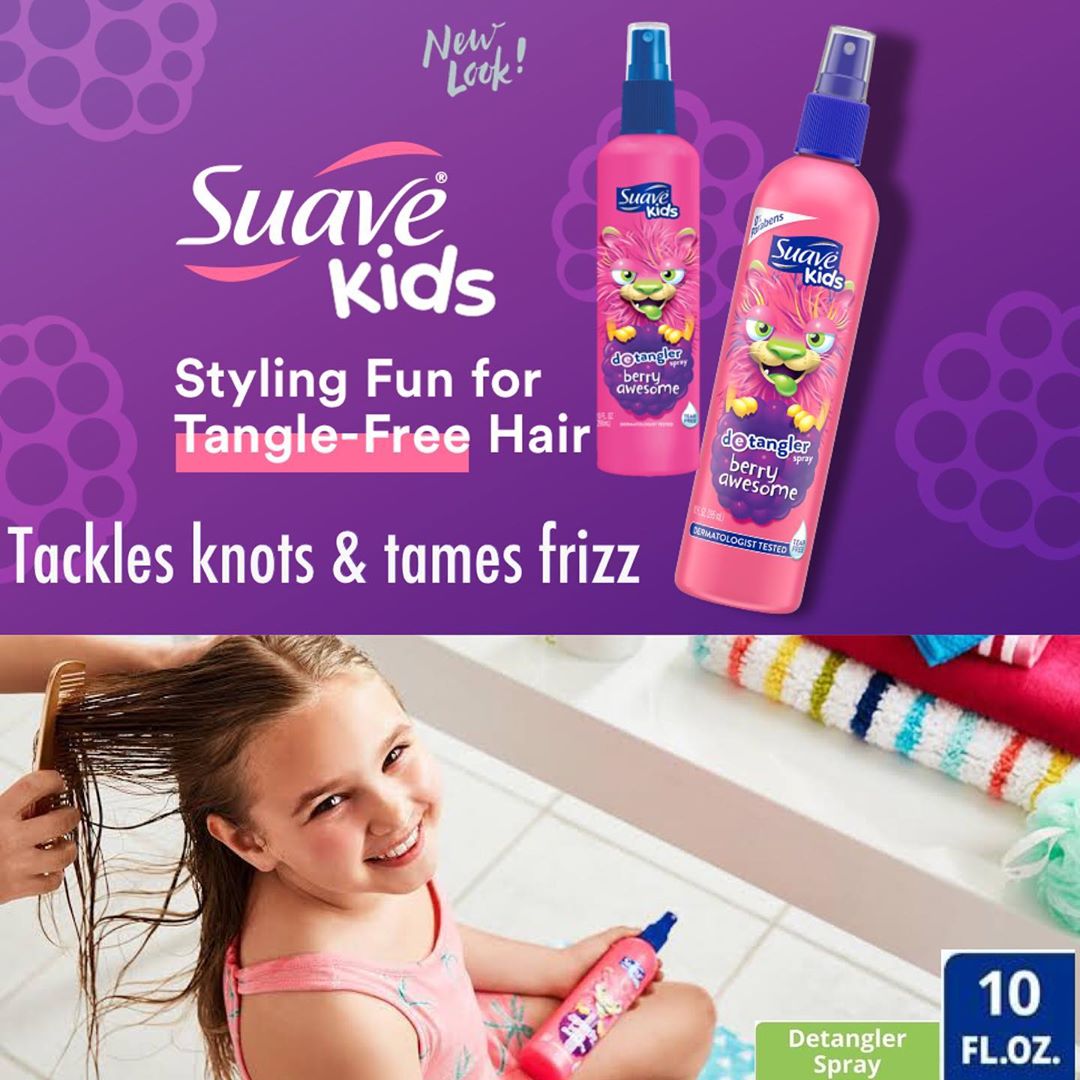สเปรย์บำรุงผมป้องกันผมพันกัน Suave Kids Swirlberry Detangler Spray, 10 oz