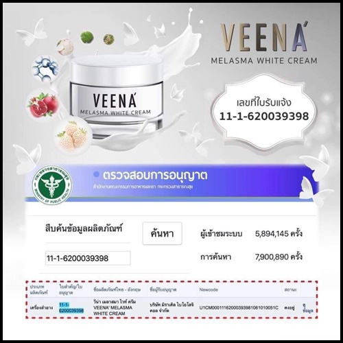 วีน่า เมลาสมา ไวท์ ครีม VEENA Melasma White Cream