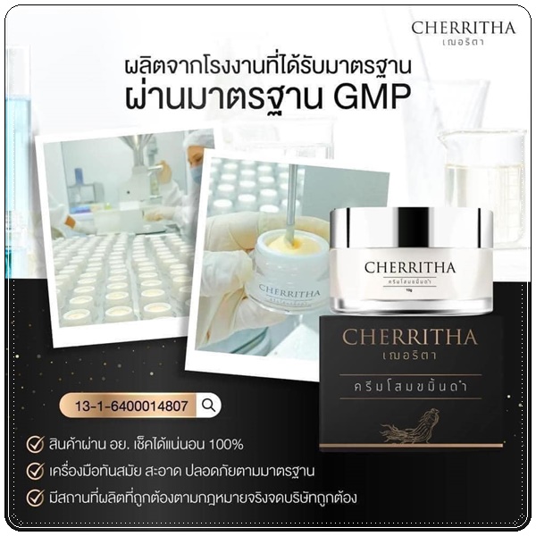 ครีมโสมขมิ้นดำ Cherritha ครีมเฌอริตา