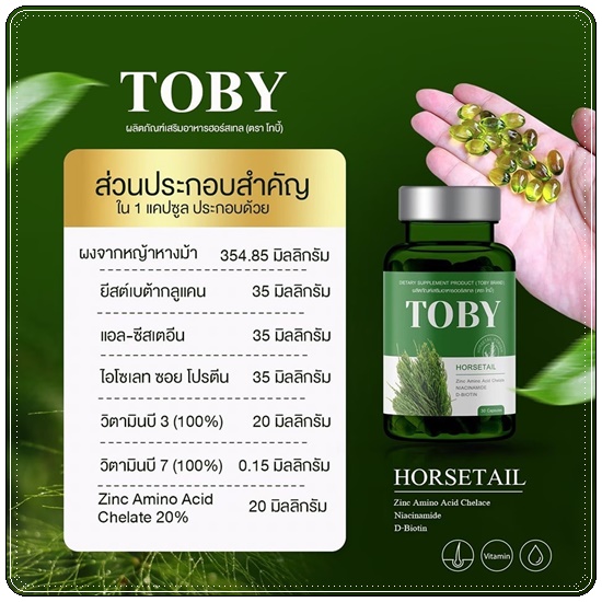 วิตามินลดผมร่วง เร่งผมยาว โทบี้ TOBY Horsetail