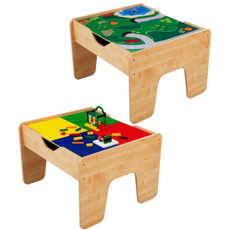 KidKraft 2-in-1 Wooden Activity Table with LEGO-Compatible Board and 30-Piece Train Set โต๊ะต่อเลโก้ 2 in 1 สุดคุ้ม มากับเลโก้ 200ชิ้นและชุดรถไฟจำลอง 30 ชิ้น ตัวโต๊ะผลิตจากไม้ สินค้านำเข้าจากอเมริกา
