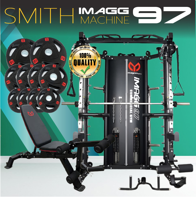 Smith Machine IMAGG 97 + ม้านั่ง819A + แผ่นน้ำหนัก50kg, สมิทแมชชีน