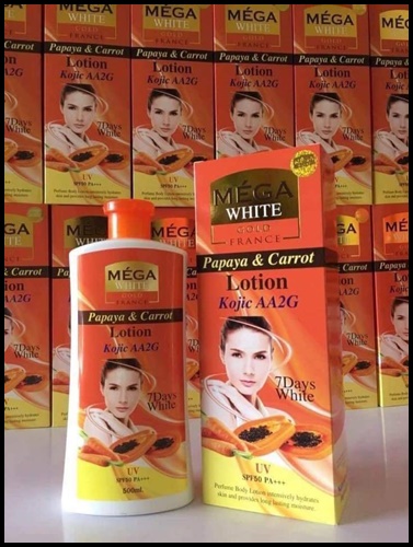 โลชั่นมะละกอและแครอท MEGA WHITE Gold France Papaya & Carrot