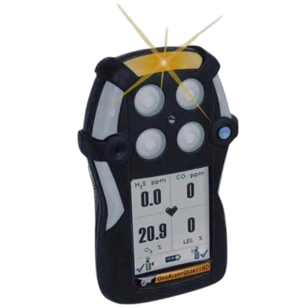 HoneywellBW รุ่น GasAlertQuattro QT-XWHM-A-B เครื่องตรวจจับก๊าซ 4 ชนิดพร้อมแบตเตอรี่อัลคาไลน์ , 4-gas detector with alkaline battery, combustible, O2, H2S and CO, black