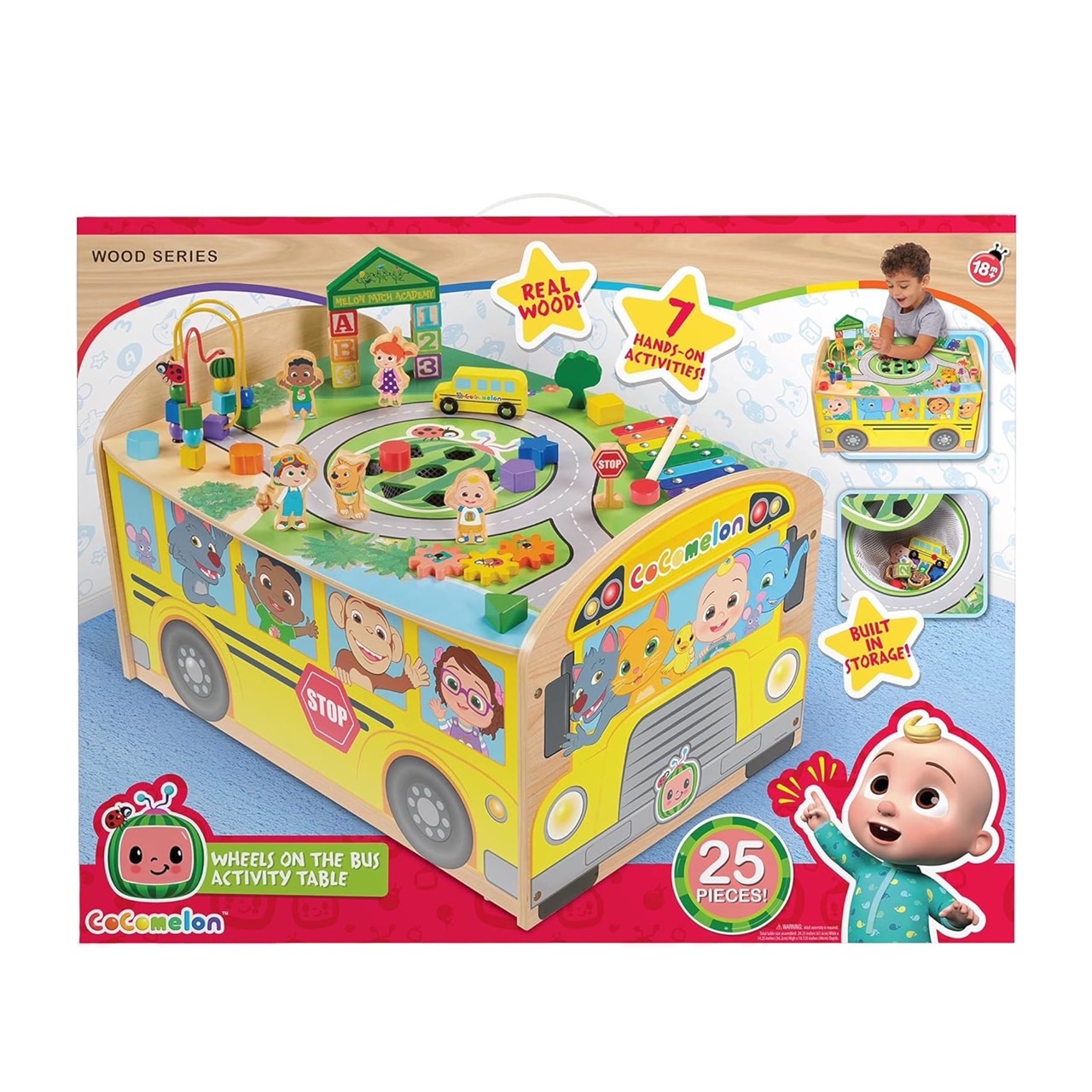 โต๊ะกิจกรรมบล็อคต่อไม้CoComelon Wheels on The Bus Wooden Activity Table, Recycled Wood, Officially Licensed Kids Toys , Ages 18 Month ราคา 4,990 บาท