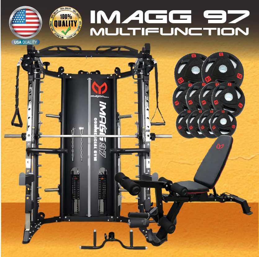 Smith Machine IMAGG 97 + ม้านั่ง819A + แผ่นน้ำหนัก50kg, สมิทแมชชีน