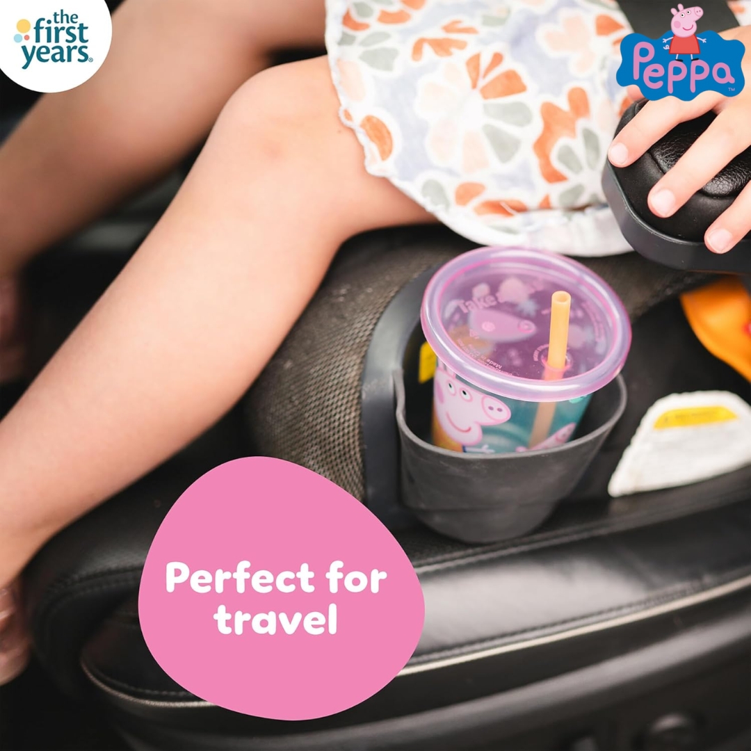 นำเข้า 🇺🇸 🥳🐷 The First Years Take & Toss แก้วหัดดื่ม Peppa Pig สุดคิ้วท์มาพร้อมฝาปิดแน่น Spill-Proof และหลอดมีฝาปิด