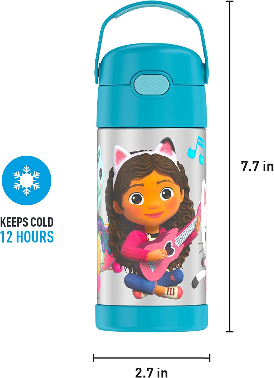 THERMOS FUNTAINER 12 Ounce Stainless Steel Vacuum Insulated Kids Straw Bottle, Gabby's Dollhouse ราคา 990 - บาท