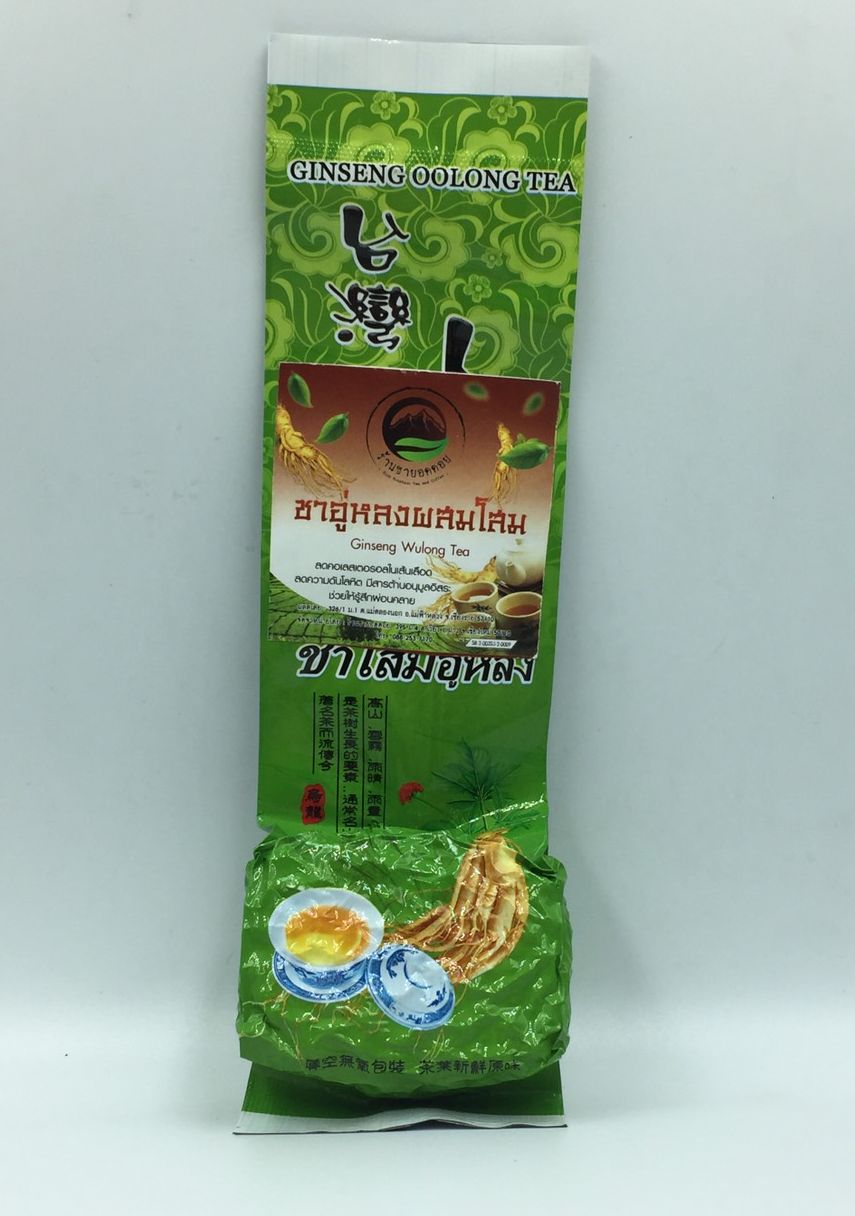 ชาโสมอู่หลง ขนาด 500 กรัม ครึ่งกิโลกรัม Oolong Tea รสชาติของชาอู่หลงผสานกับรสชาติหอมหวานจากโสม ดื่มแล้วได้ประโยชน์ทั้งจากโสมและชา ช่วยต้านอนุมูลอิสระ