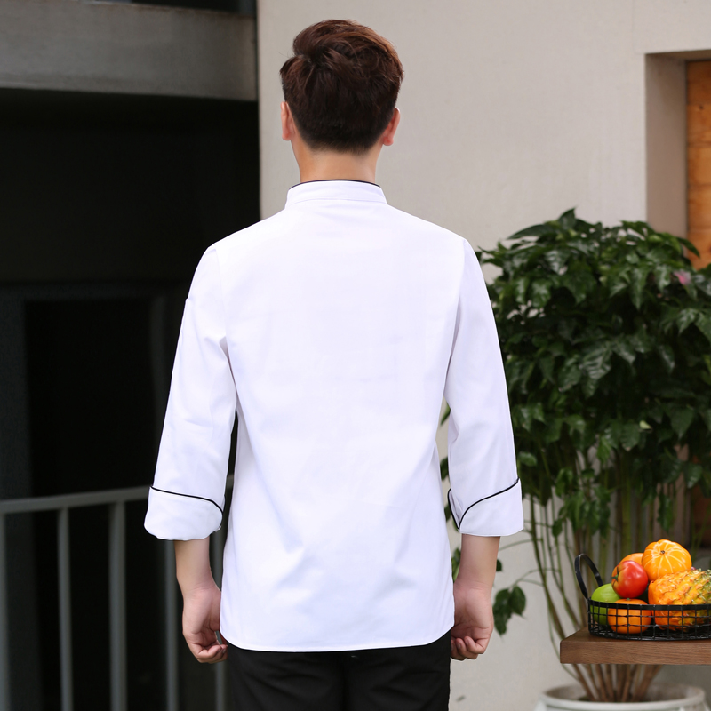 เสื้อเชฟ เสื้อพ่อครัว เสื้อแม่ครัว เสื้อพนักงานทำอาหาร เสื้อกุ๊ก สีขาวดำ สีขาว ดำ M-3XL C6310001 ตัว