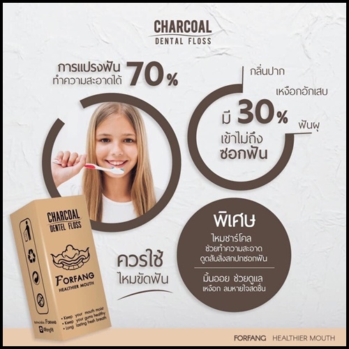 ไหมขัดฟันชาร์โคล Charcoal dental Floss For Fang