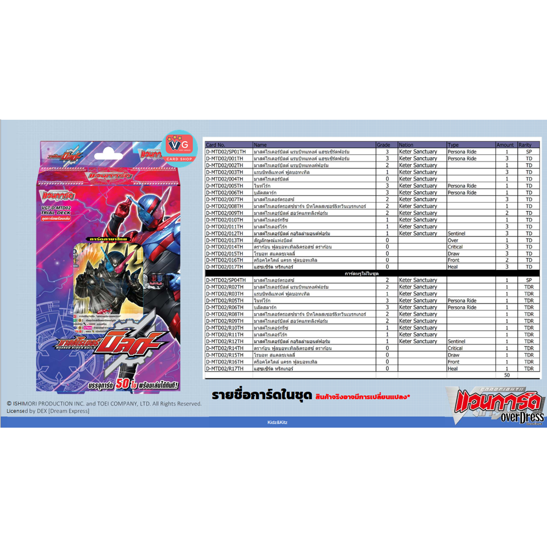 D Masked Rider Trial Deck 2 (D-MTD02) : Masked Rider Build Cardfight vanguard Camen Rider เล่นได้เลย เคเทอร์แซงทัวร์รี่ ซอเซอร์เรส