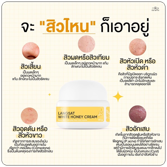 ครีมลางสาด ลดสิว iblanc Langsat White Honey Cream
