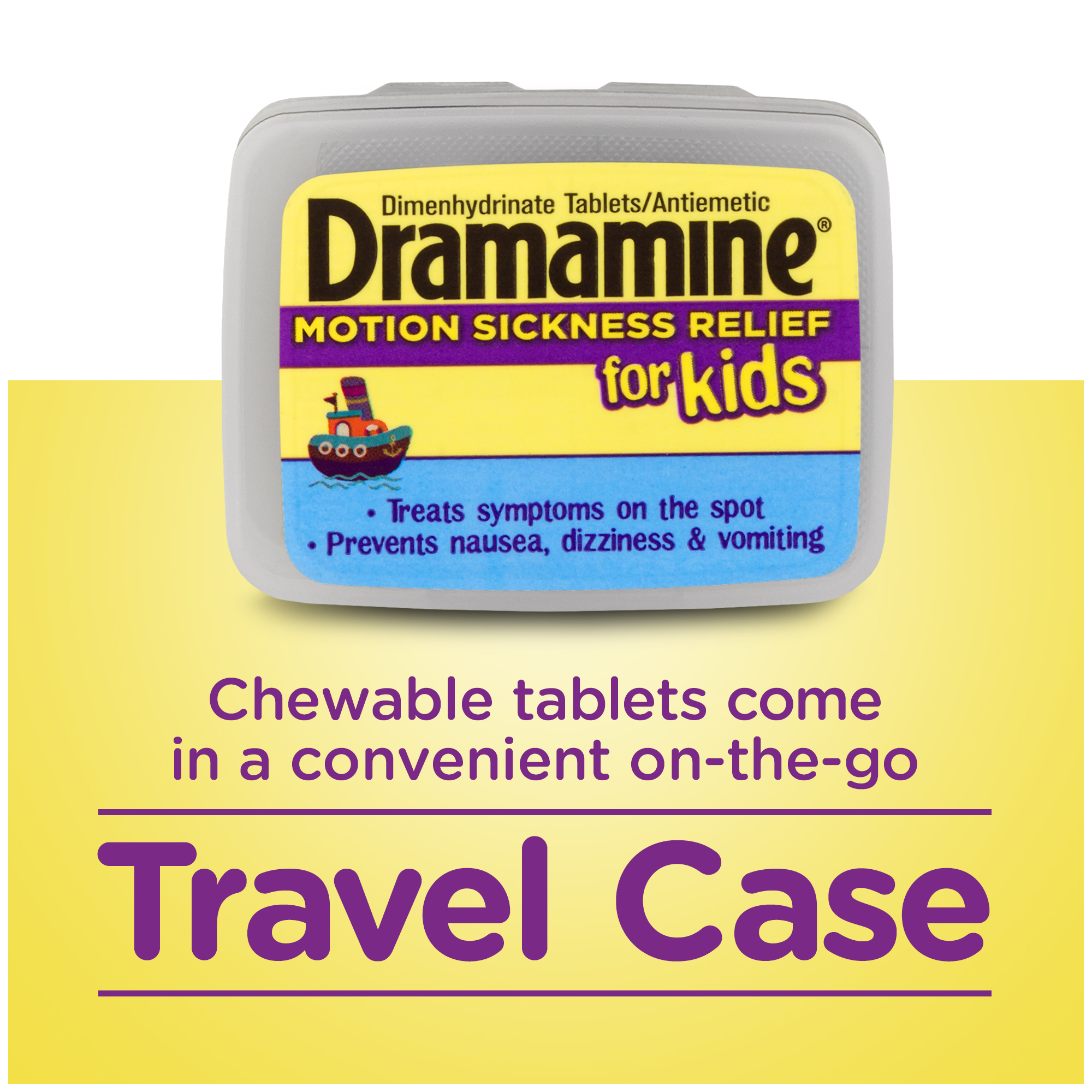 ผลิตภัณฑ์ แก้เมารถ เด็ก รสองุ่น Dramamine Chewable Motion Sickness Relief for Kids 8 เม็ด ราคา : 380 บาท ส่งเอกชน : 50 บาท // สั่งสินค้าลูกค้าทักเข้าLine @Babythingshop ได้เลยนะคะ