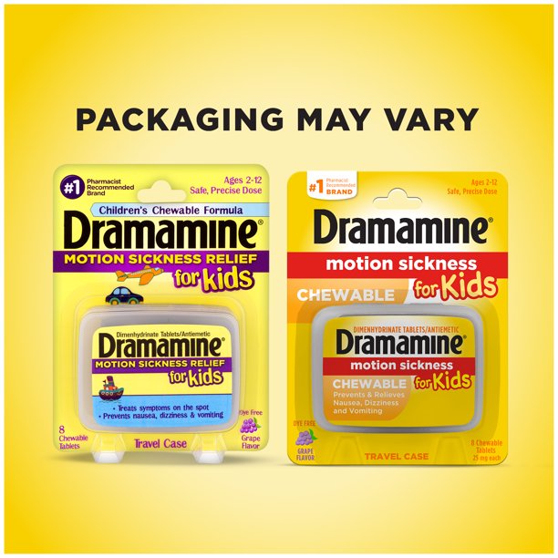 ผลิตภัณฑ์ แก้เมารถ เด็ก รสองุ่น Dramamine Chewable Motion Sickness Relief for Kids 8 เม็ด ราคา : 380 บาท ส่งเอกชน : 50 บาท // สั่งสินค้าลูกค้าทักเข้าLine @Babythingshop ได้เลยนะคะ