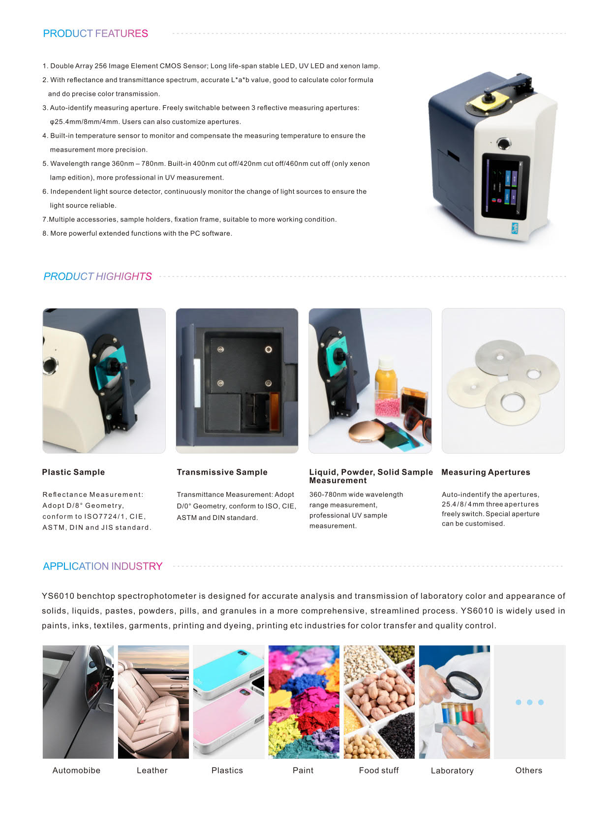 3nh รุ่นYS6010เครื่องวัดสีเเบบตั้งโต๊ะBenchtop Color Haze Meter/Single Aperture:Ø25.4mm(Wavelength Range360～780nm:10nm)