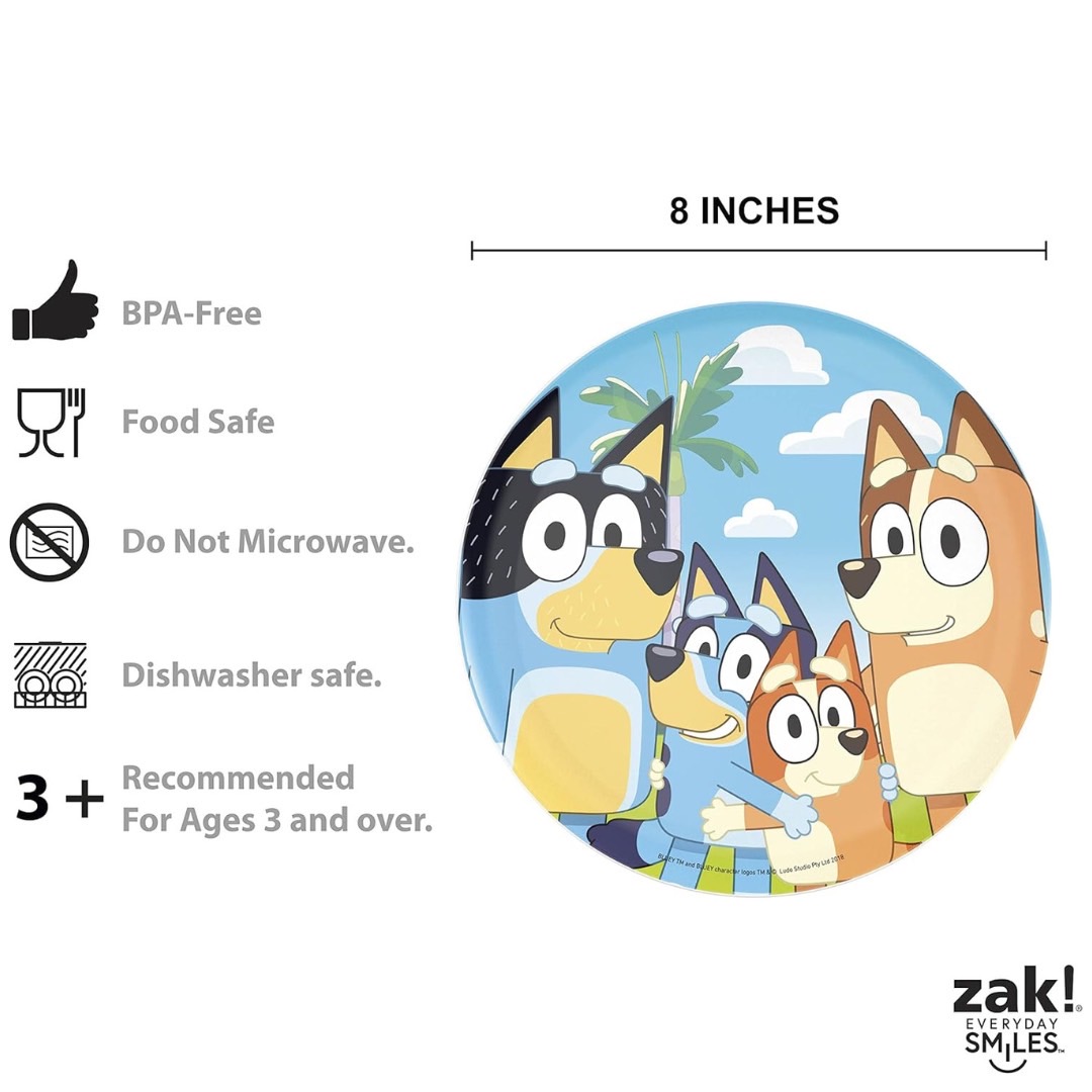 นำเข้า 🇺🇸 🍽สนุกทุกมื้อกับเซตอาหารสุดน่ารัก zak! Bluey - 5-Piece Dinnerware Set ทนทาน ปลอดภัย เหมาะสำหรับเด็กวัย 3 ปีขึ้นไป ราคา 1,950 บาท