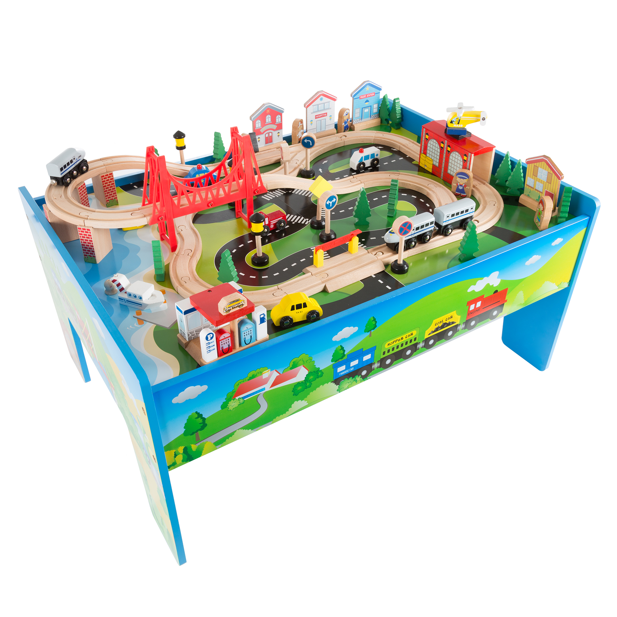 ใหม่ล่าสุด💥 ชุดกิจกรรมโต๊ะรถไฟ ทำจากวัสดุไม้ Hey! Play! Wooden Train Set & Table for Kids - Complete Set ครบชุด 75 ชิ้น ราคา 5990 บาท นำเข้าอเมริกา