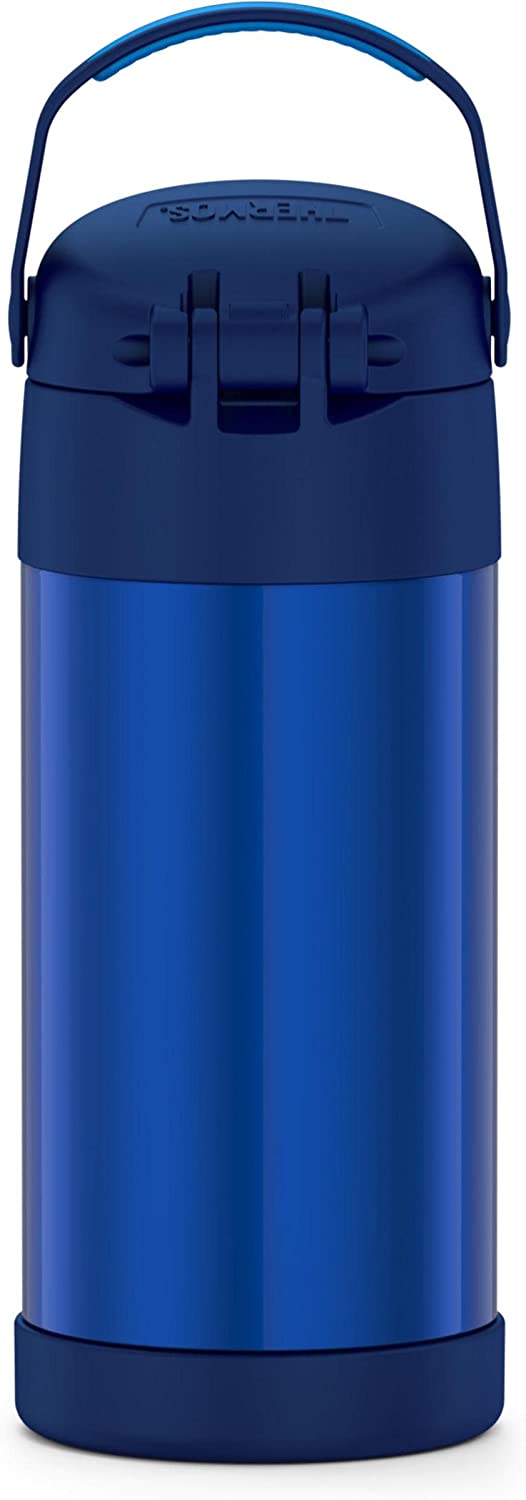 กระติกดูดน้ำแตนเลสหุ้มฉนวนสุญญากาศยี่ห้อ Thermos ของแท้ขนาด 12 ออนซ์ ลาย Blue ราคา 990 - บาท