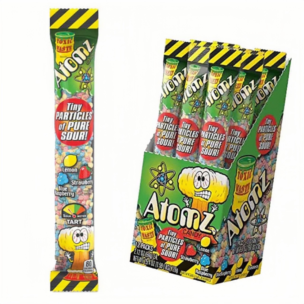 นำเข้าจาก USA Toxic Waste Atomz Toxic Atomz ลูกอมเปรี้ยวจี๊ด 2.12 ออนซ์ 12 ซอง (รวม 25.4 ออนซ์) ราคาซองละ 170 บาท *ค่าส่ง 50 บาท