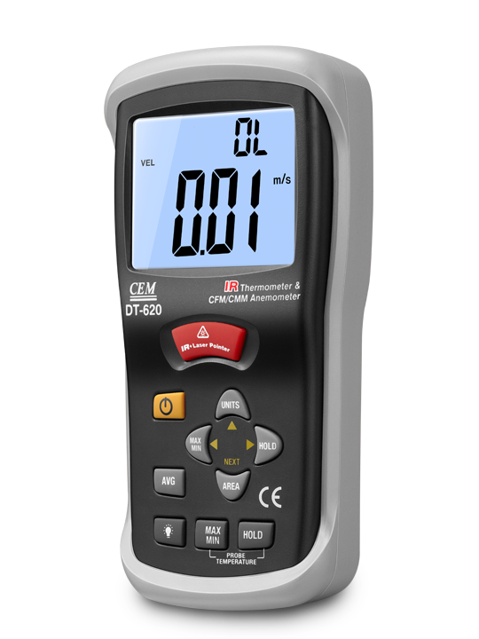 CEM รุ่นDT-618เครื่องวัดความเร็วลมและเทอร์โมมิเตอร์,Thermo-Anemometer with Built-in Non-contact IR Thermometer