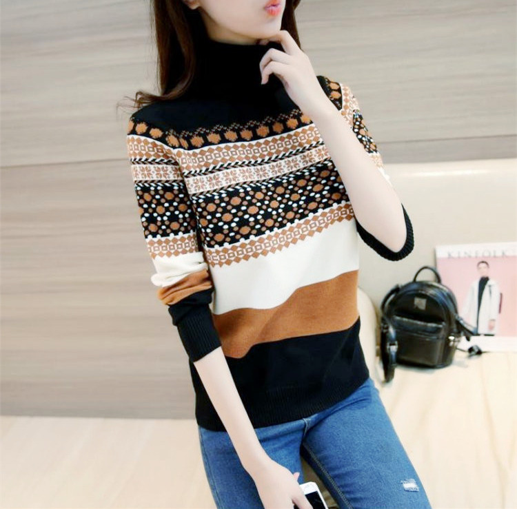 QW6012001 เสื้อกันหนาวคอกลมลายวินเทจไหมถัก QW6012001 ตัว