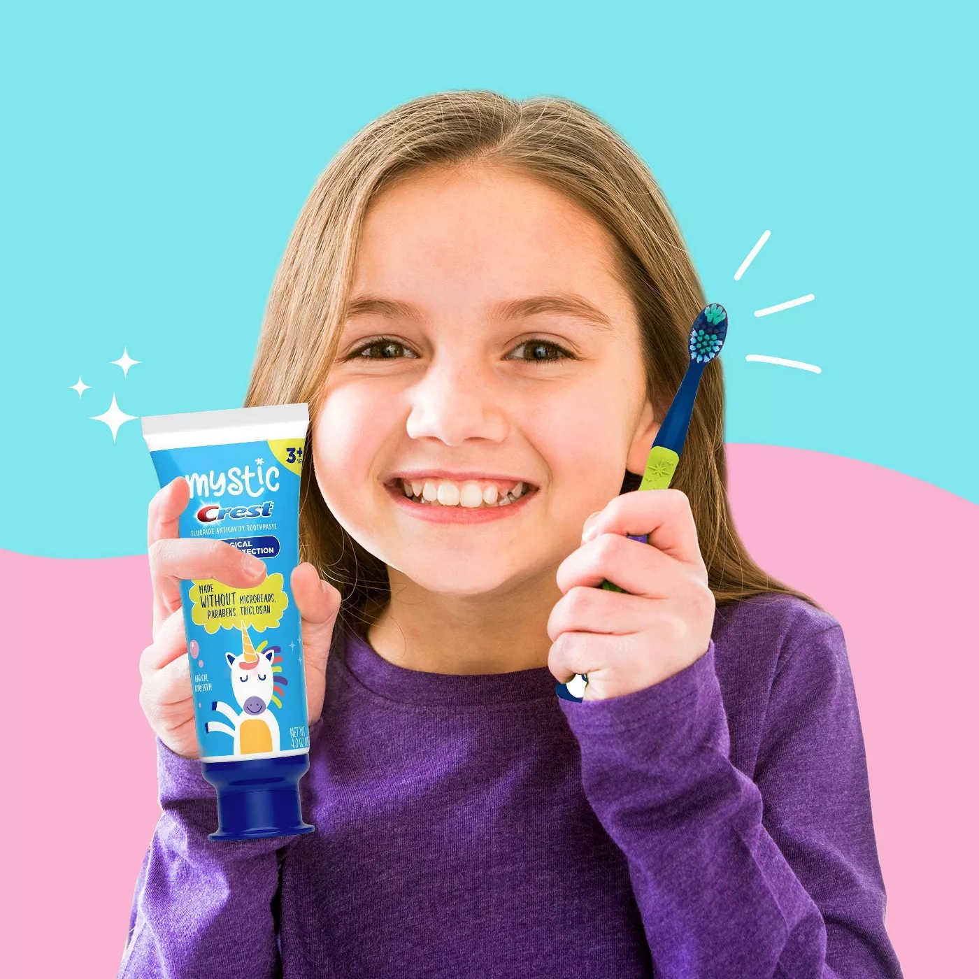 ยาสีฟัน เด็ก MYSTIC Kid's Toothpaste with Fluoride Magical Bubblegum Flavour - 4.0oz by Crest