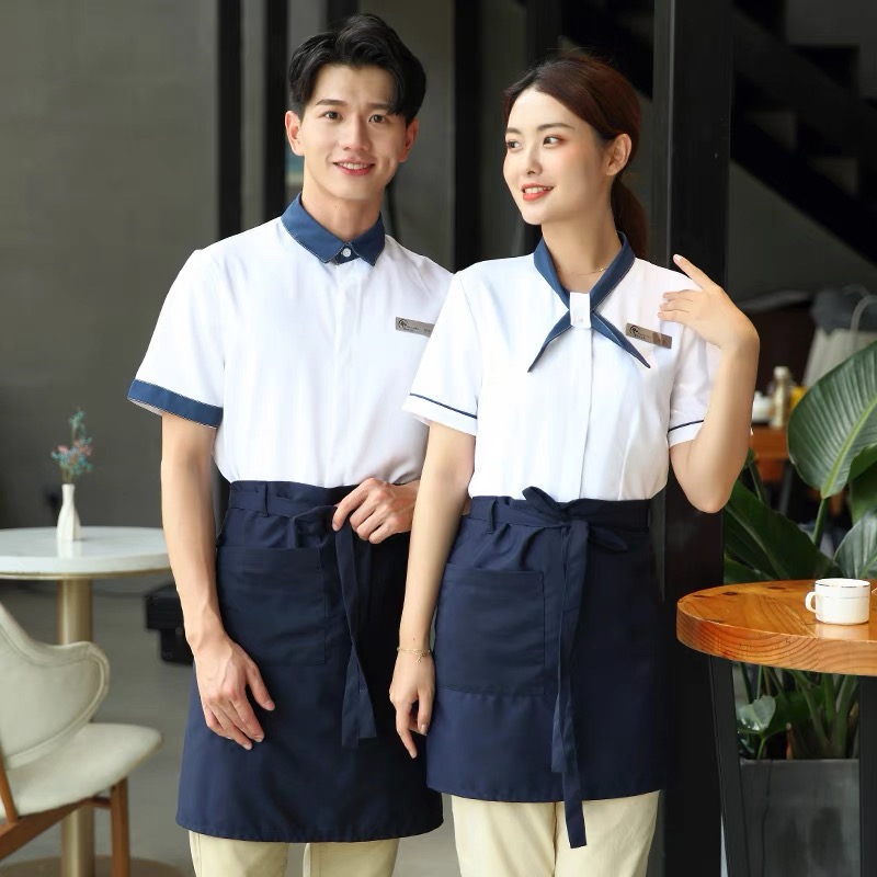 เสื้อฟอร์มพนักงานร้านอาหารกาแฟโรงแรม แขนสั้น สีภาพ L-3xl F6809006 เสื้อ **ขั้นต่ำ 2ตัว