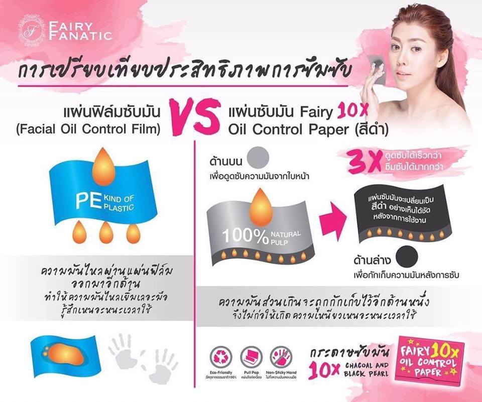 กระดาษซับมันชาโคล (Fairy 10X Oil Control Paper By Fairy Fanatic)