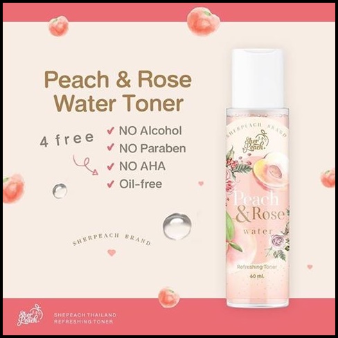 โทนเนอร์พีช Peach&Rose water Refreshing Toner BY เชอร์พีช