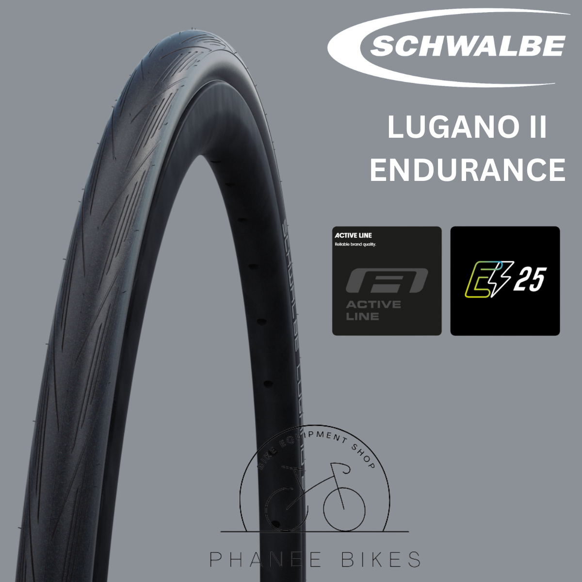 ยางนอกจักรยาน SCHWALBE LUGANO II ขอบลวด ขนาด 700×25C