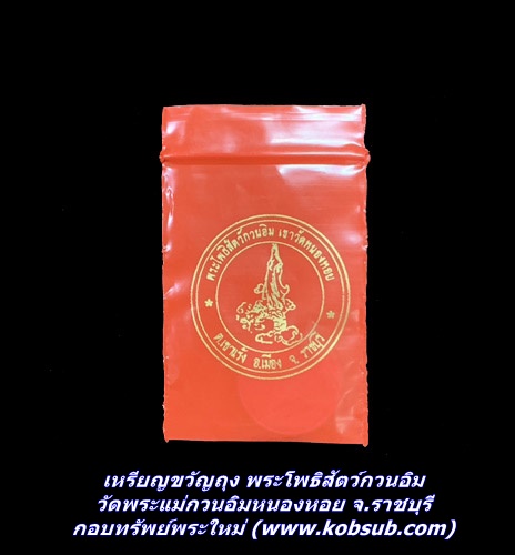 เหรียญขวัญถุง พระโพธิสัตว์กวนอิม วัดหนองหอย จ.ราชบุรี