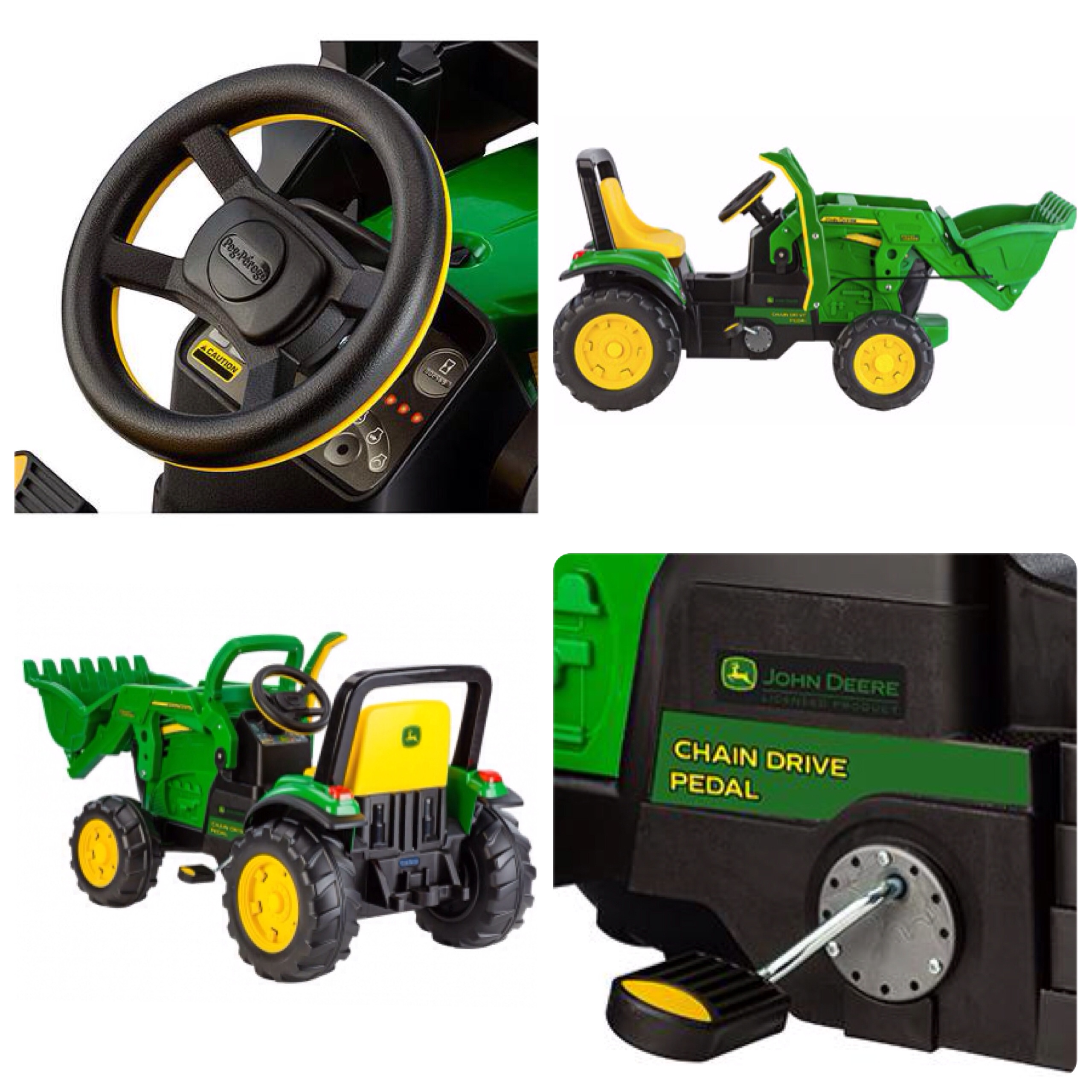 Peg Perego John Deere Front Loader Ride-On: รถตักดินของเด็กแบบขาถีบ (chain drive) คันใหญ่