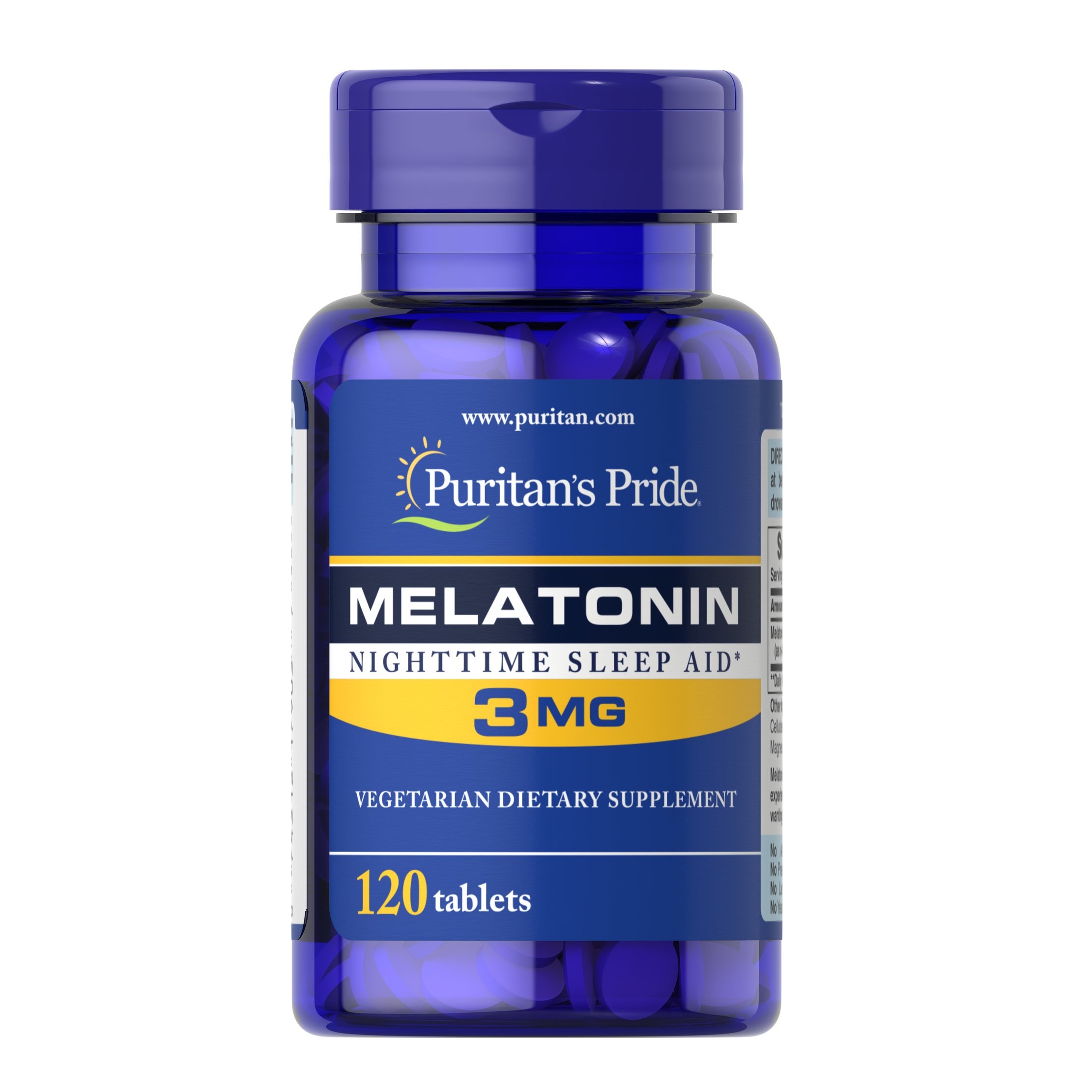 PURITAN'S PRIDE :: MELATONIN 3 mg เมลาโทนิน 3 มิลลิกรัม 120-240 เม็ด ผ่อนคลาย แก้ปัญหานอนไม่หลับ ต่อต้านอนุมูลอิสระ (เลือกขนาดด้านใน) -