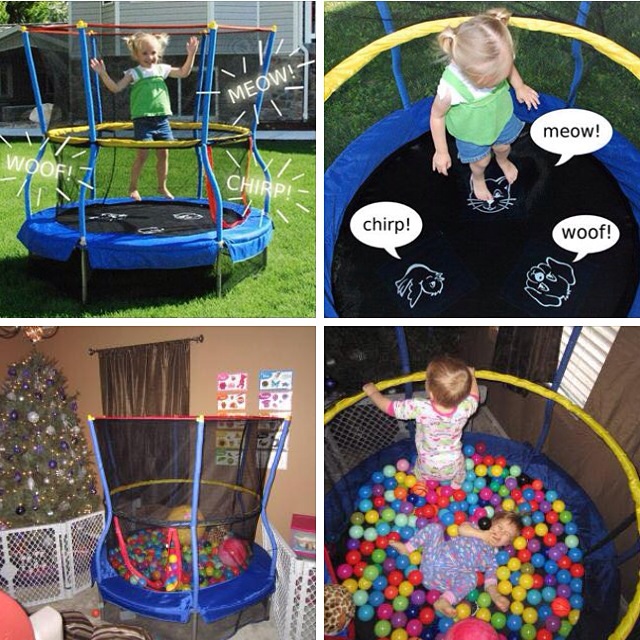 แทรมโพลีน Skywalker Bounce-N-Learn 55" Round Trampolines with Safety Enclosure ขนาด 55 นิ้ว ตัวช่วยหลักเรื่องความสูง