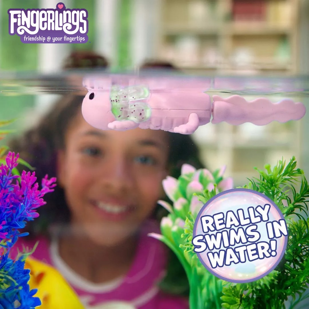 นำเข้า 🇺🇸 🐲 Finger lings Interactive Baby Axolotl Toy with Inflatable Pool, Alix - Pink 🪸 ของเล่นแอ็กโซลอเติลสีชมพู ราคา 1,690 บาท