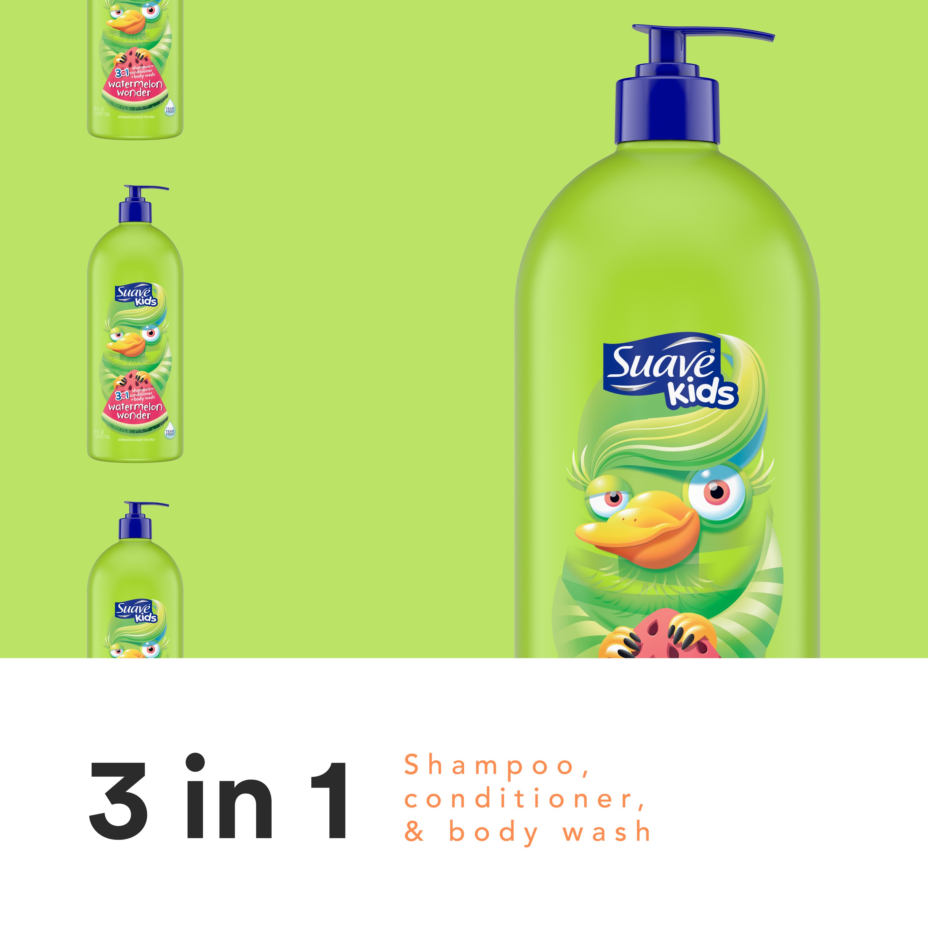 Suave Kids Watermelon Wonder 3 in 1 Shampoo Conditioner Bodywash 40 oz