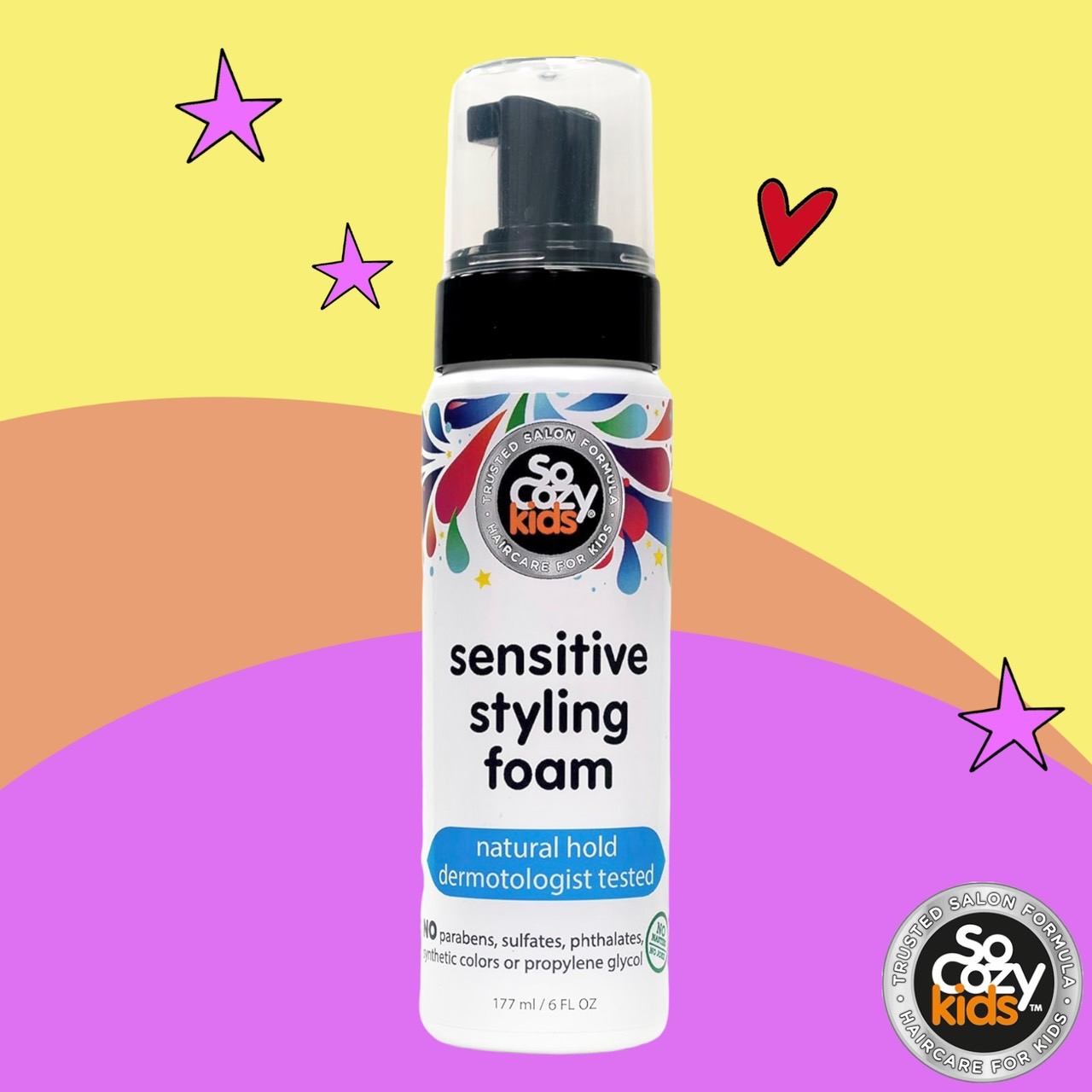 ใหม่ 🇺🇸 มูสจัดแต่งทรงผม สำหรับเด็กผมตรงหรือผมหยิก SoCozy Kids Sensitive Styling Foam - Sensitive Foam For Kids w/Straight or Curly Hair - Gentle Natural Hold Styler, Rosemary (6 fl oz) , ราคา 600 บาท