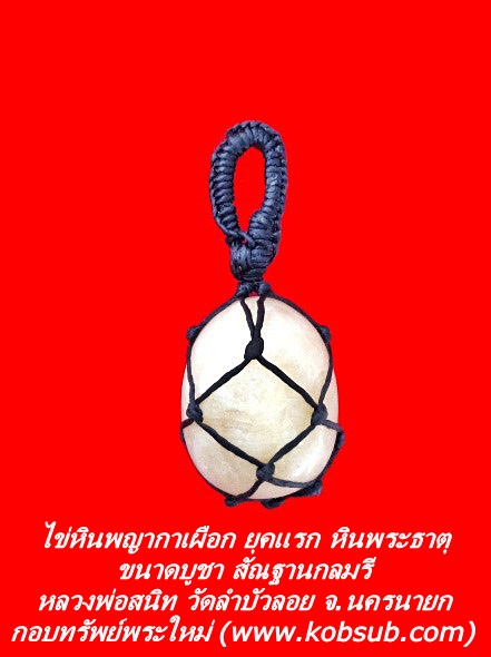 ไข่หินพญากาเผือก ยุคแรก หินพระธาตุ ขนาดบูชา สัณฐานกลมรี หลวงพ่อสนิท วัดลำบัวลอย