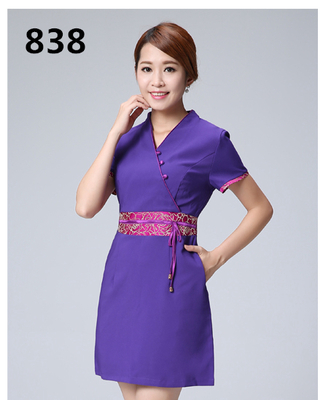 ชุดพนักงานนวดสปา ชุดพนักงานเสริมสวย ชุดทำงาน ชุดสูท แขนสั้น S6011006 ชุด