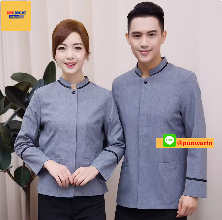 เสื้อพนักงานทำความสะอาด เสื้อแม่บ้านเสื้อแม่บ้านโรงแรมรีสอร์ท เทา น้ำตาล L-4XL D6011004 เสื้อ