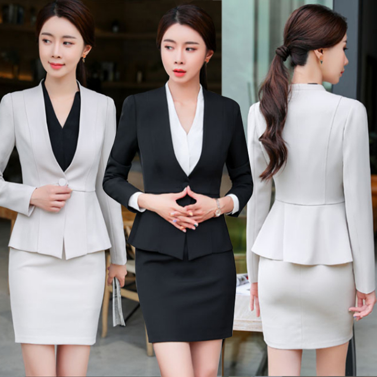 N6202022 ชุดพนักงานออฟฟิต ชุดทำงาน ชุดสูท ชุดพนักงานต้อนรับ ชุดทำงาน สีภาพ S-4XL N6202022 ชุด