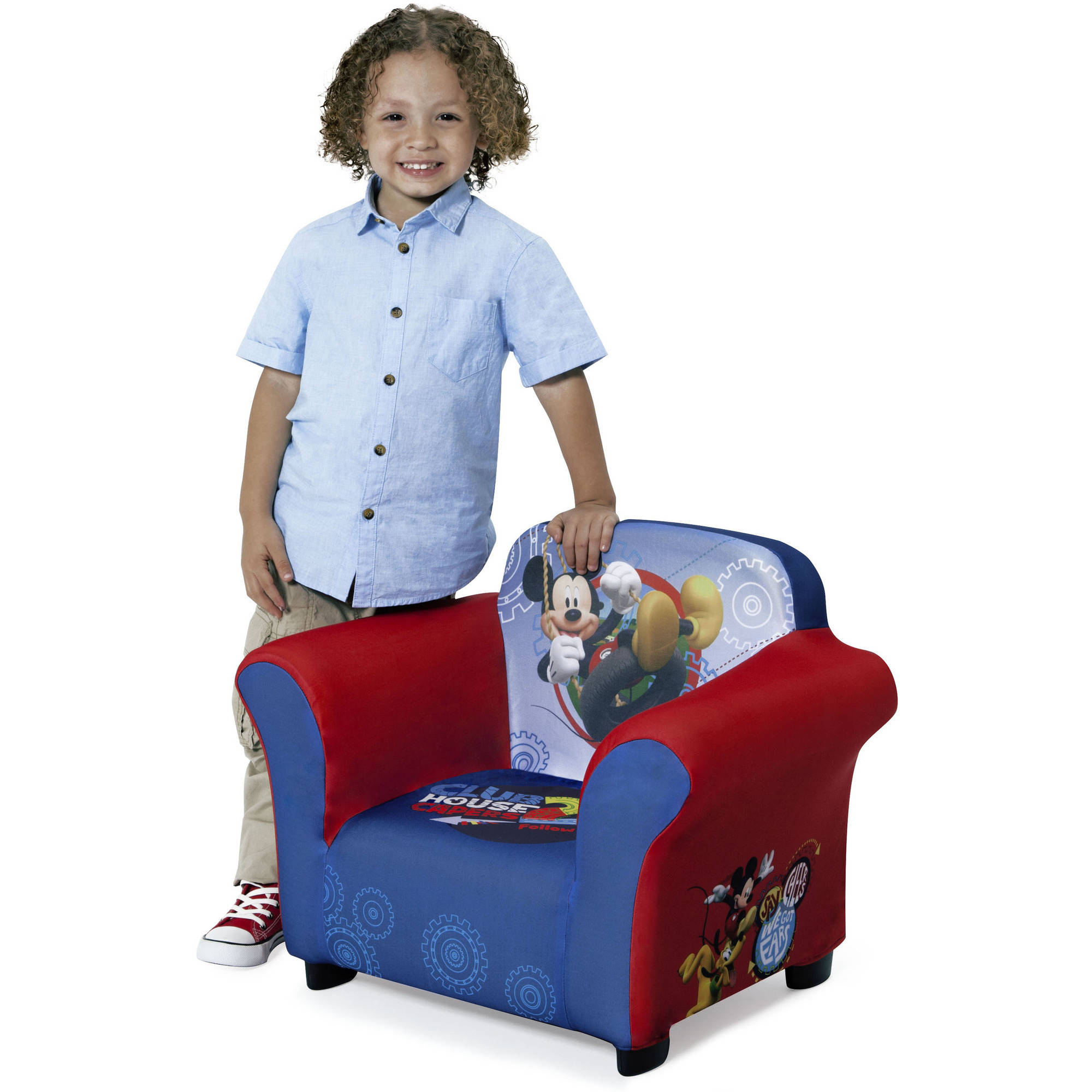 Disney Mickey Mouse Kids Upholstered Chair with Sculpted Plastic Frame by Delta Children