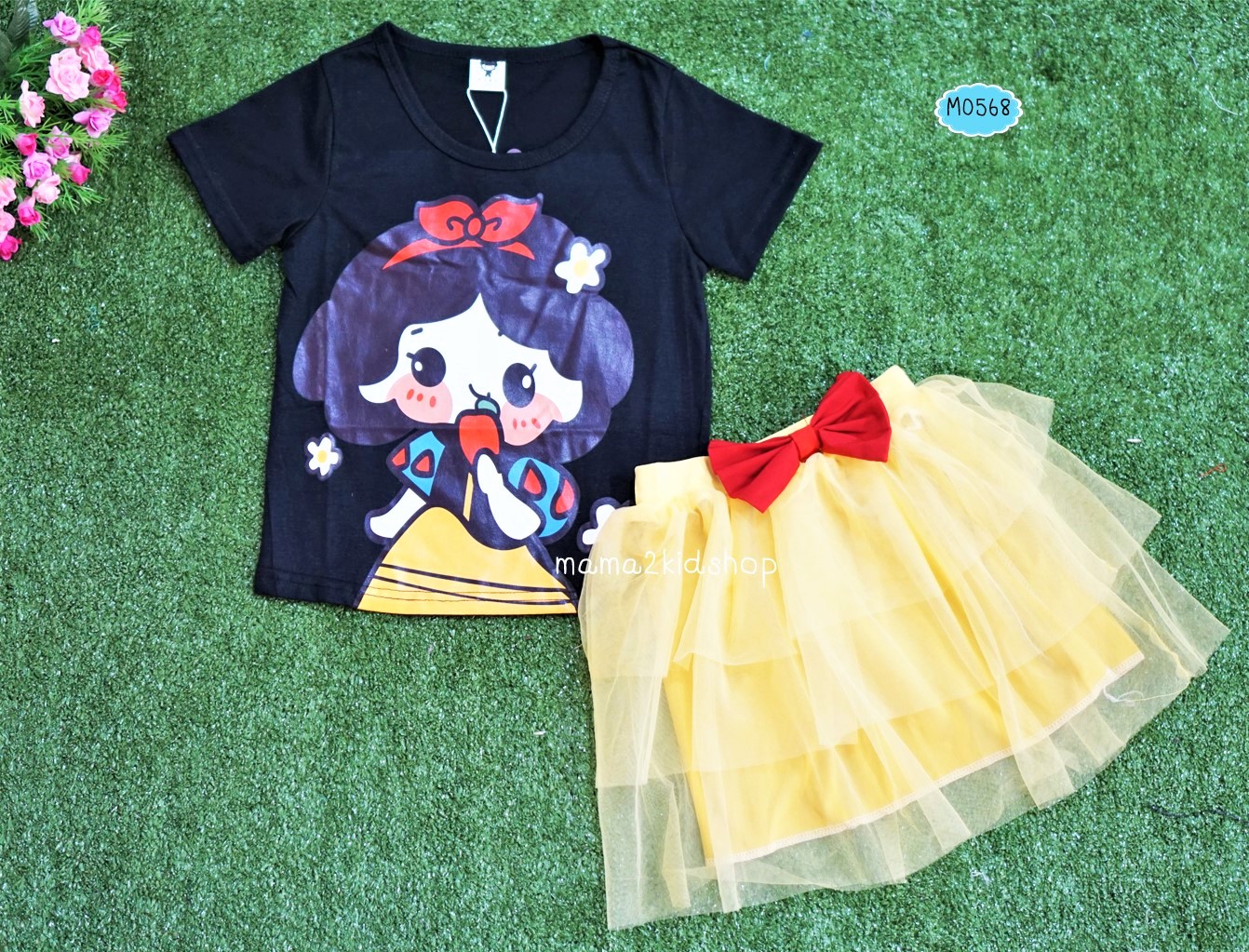 ชุดเซตเสื้อ+กระโปรงลายสโนไวท์