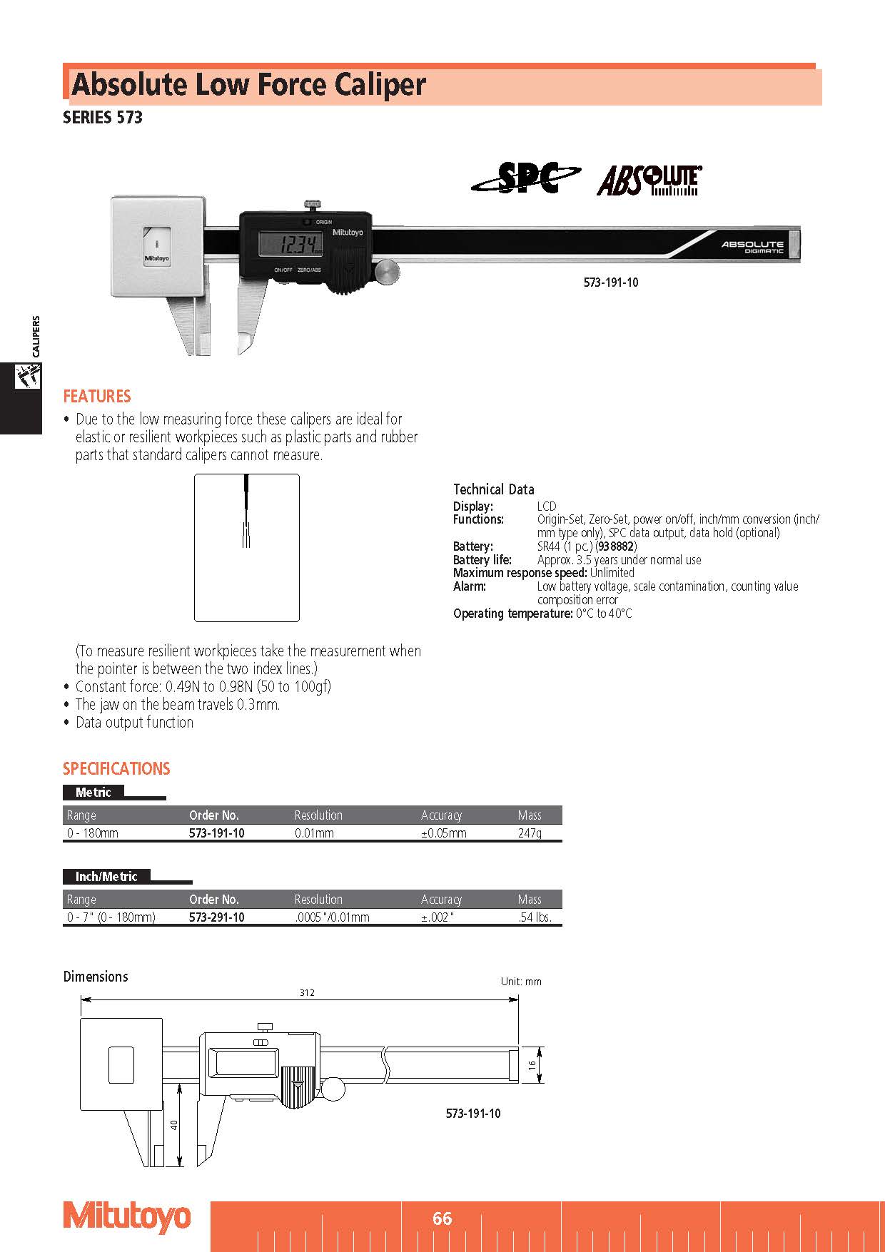 Absolute Low Force Caliper SERIES 573